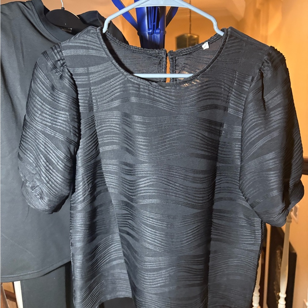 Black Boxy Ribbed Blouse